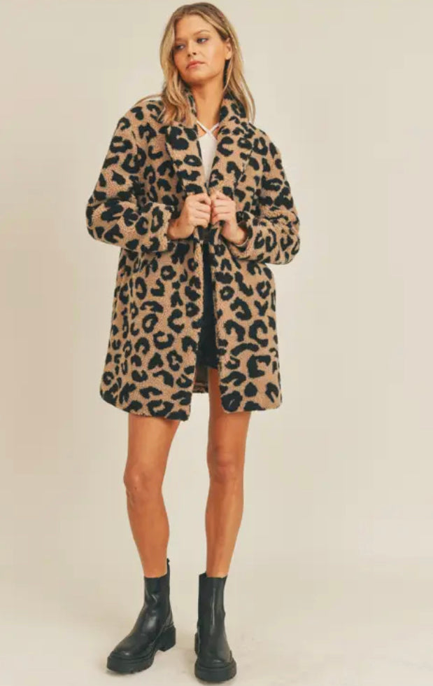 leopard print sherpa coat