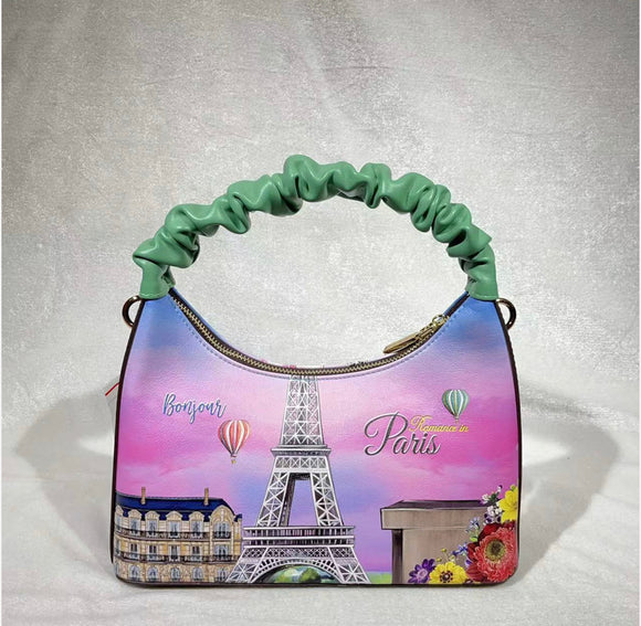 nicole lee “romance in paris” scrunchie shoulder bag
