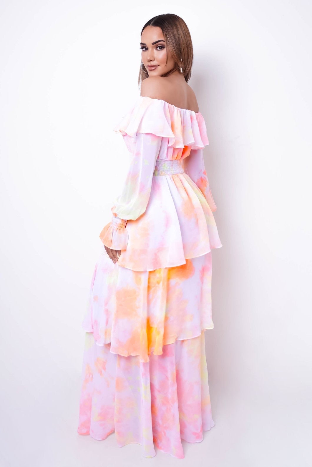 elegant tiered maxi dress