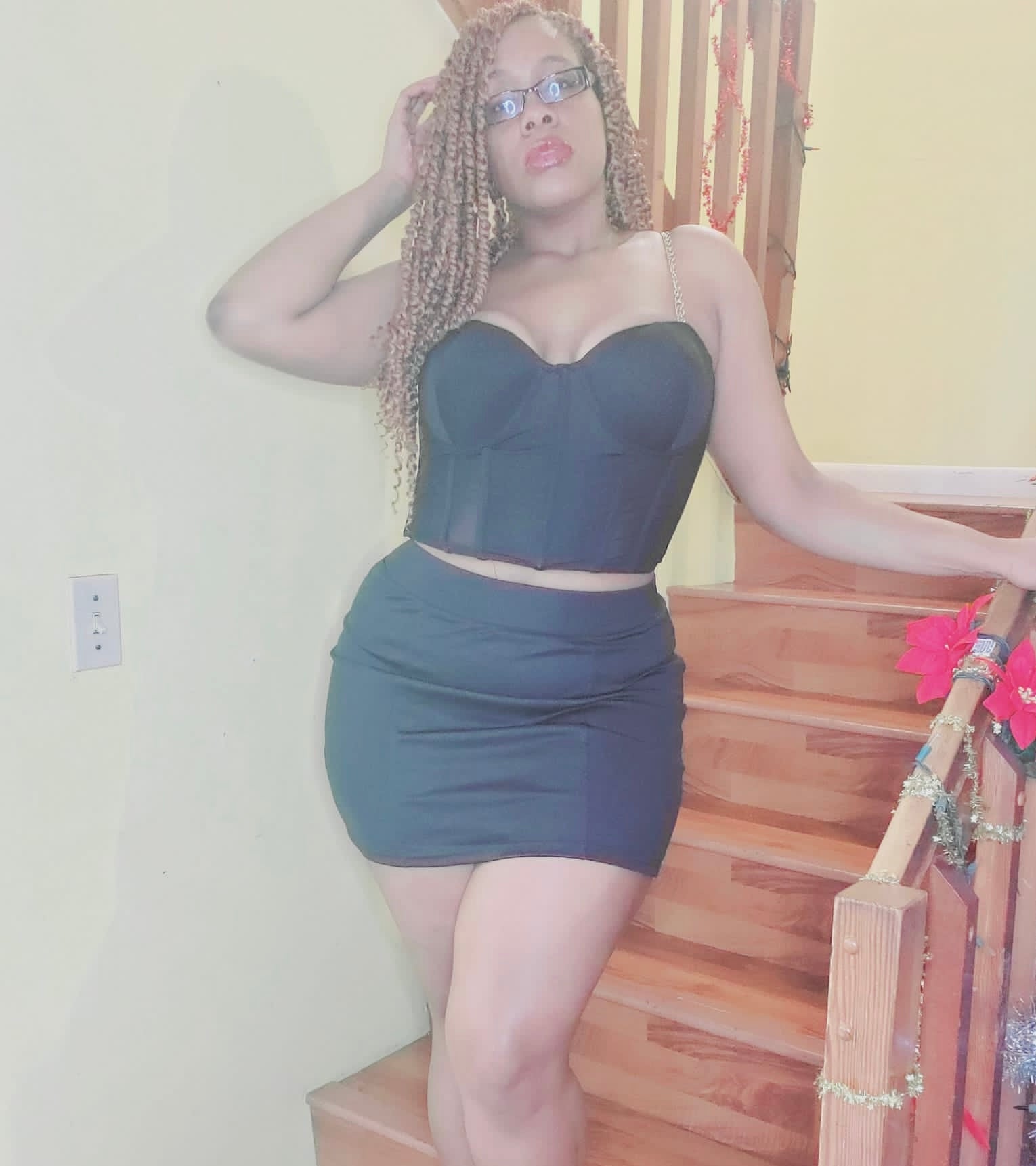 sexy black corset top & mini skirt set