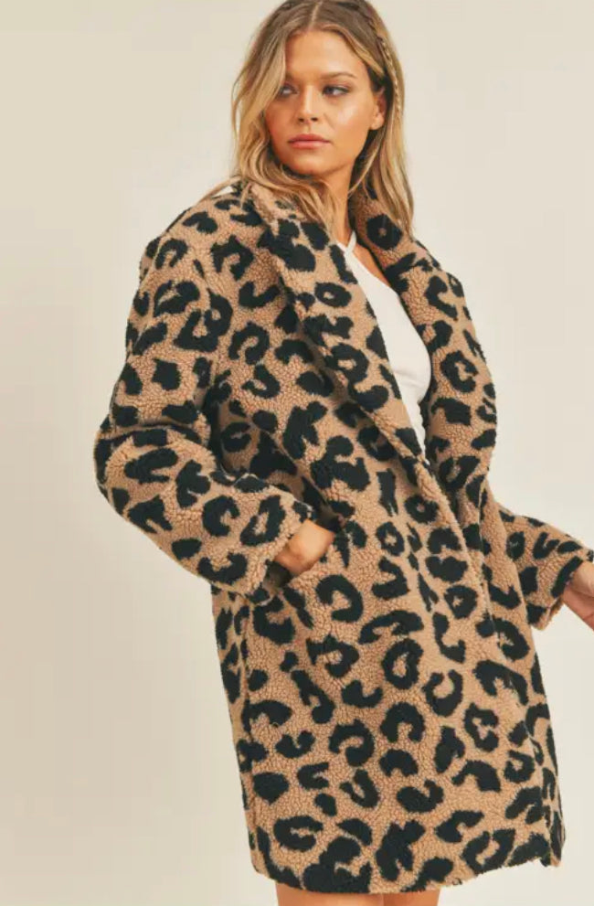 leopard print sherpa coat
