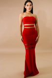 red tube mermaid maxi dress