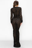 fishnet long sleeve maxi dress