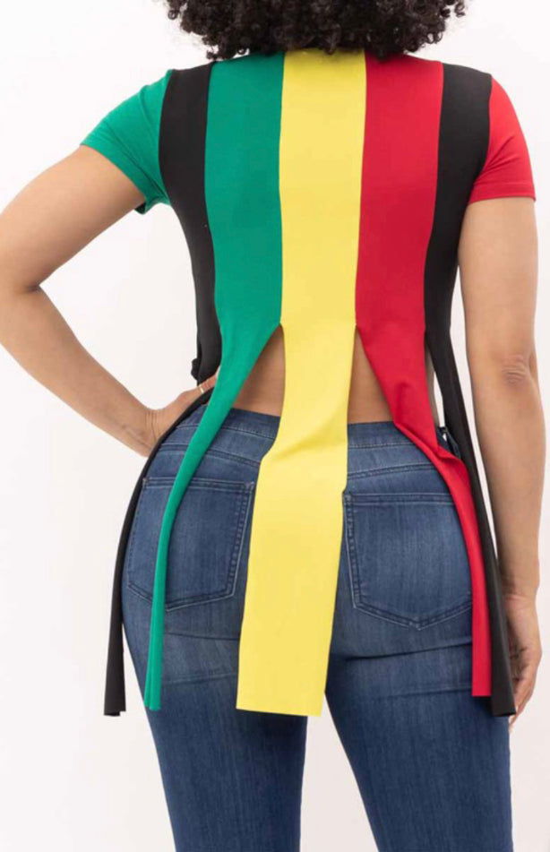 Multicolored Rasta Knotted Top