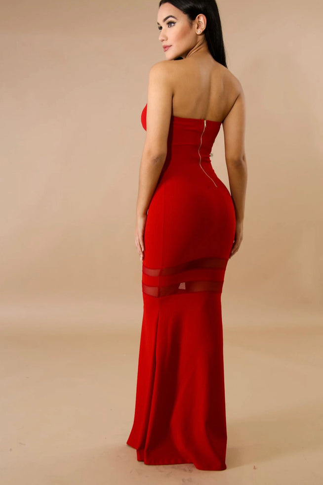 red tube mermaid maxi dress