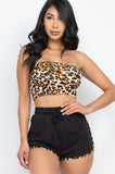 leopard print tube top & shorts set