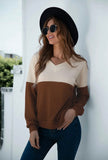two-toned waffle knit long sleeve top