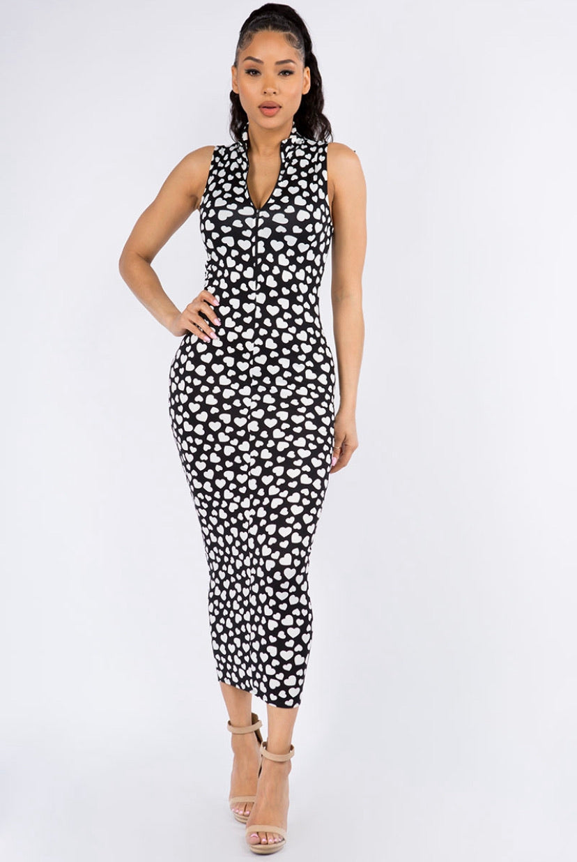 heart cutout midi dress