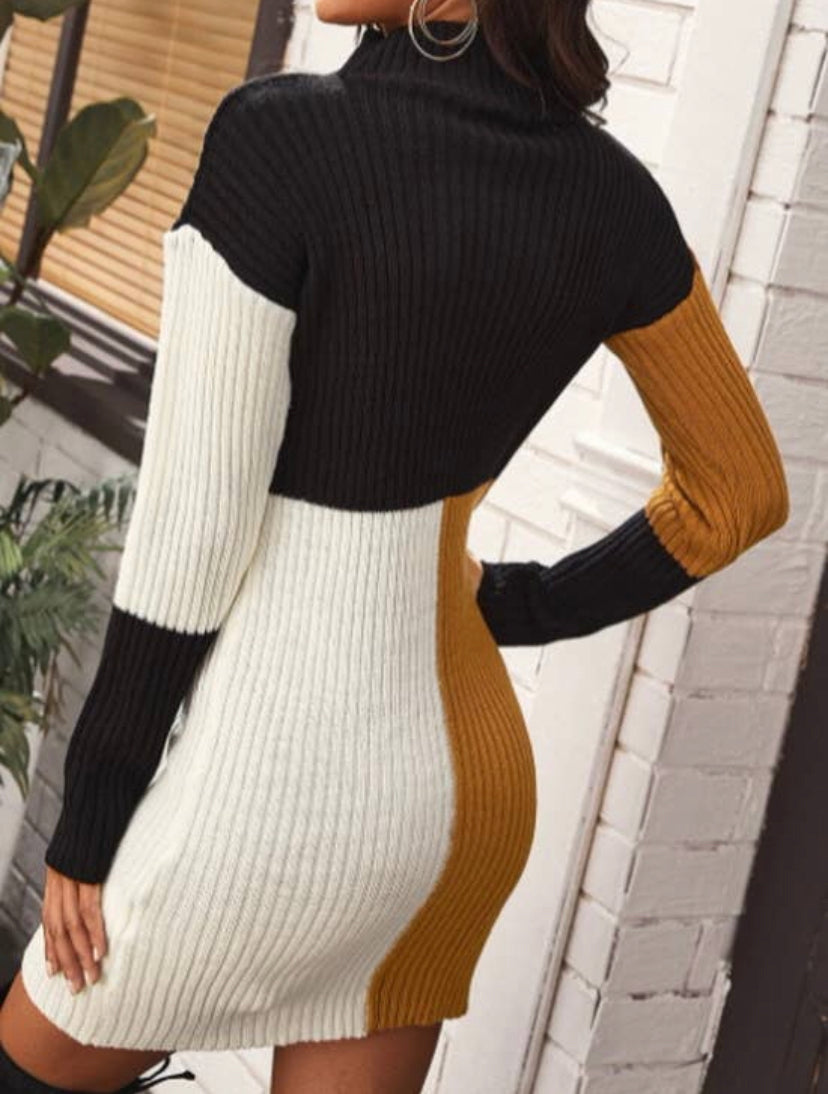 colorblock sweater dress