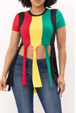 Multicolored Rasta Knotted Top