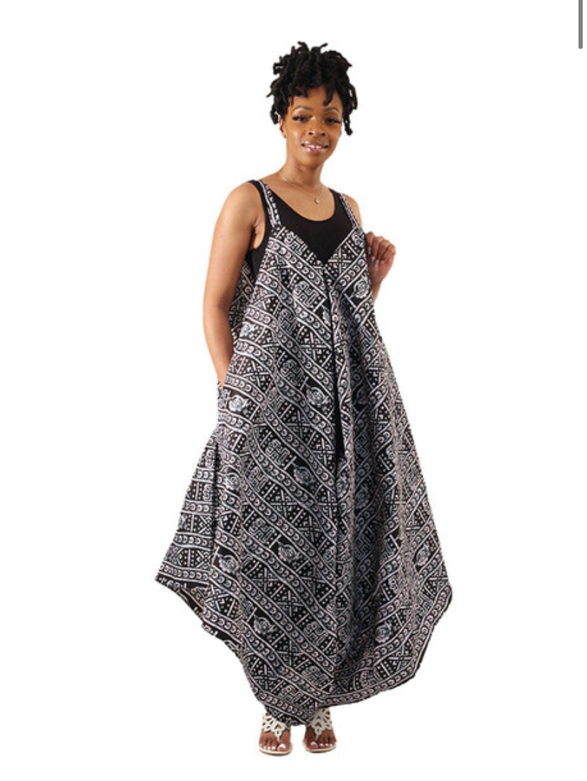 African Tribal Print Loose Jumpsuit