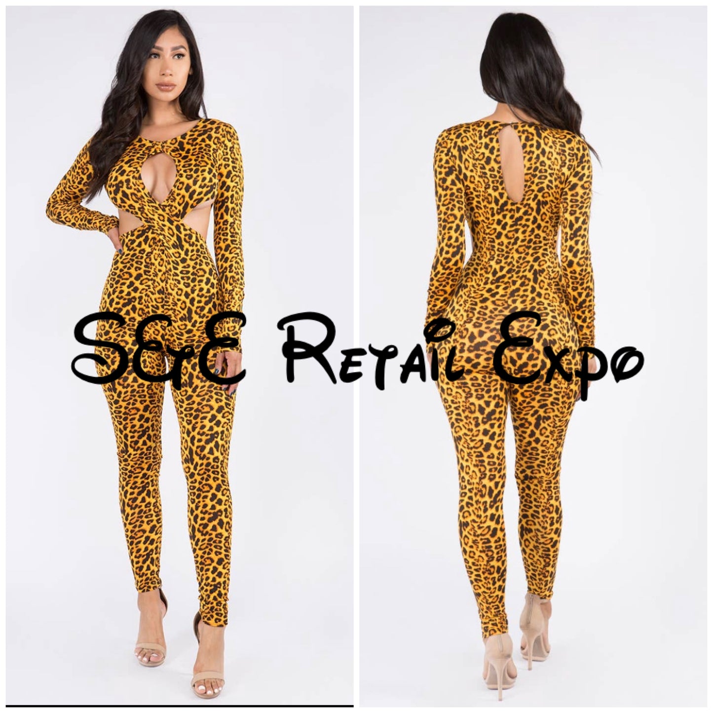leopard print jumpsuit with open sides