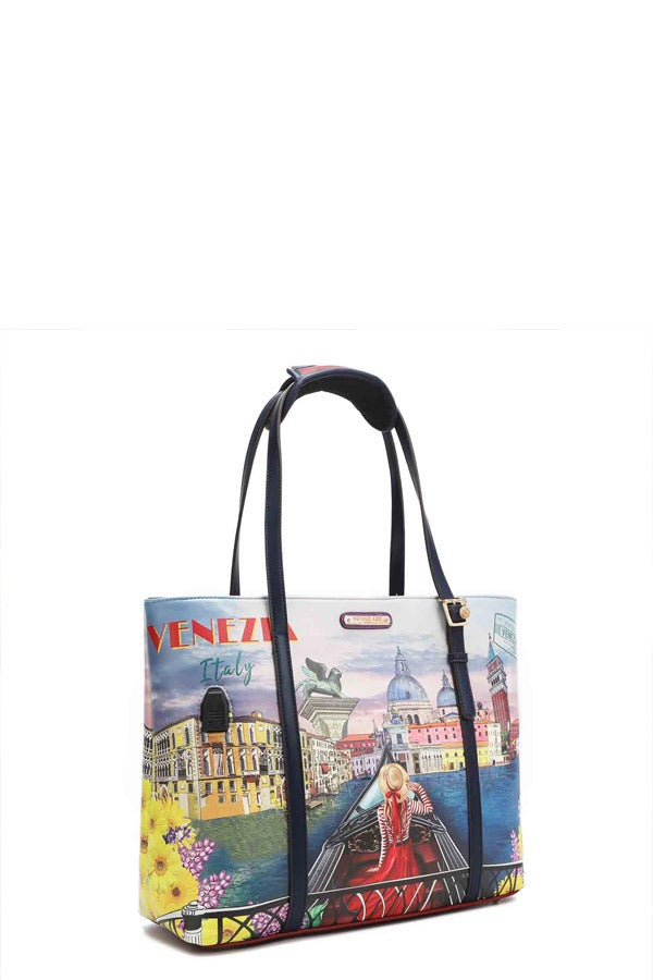 nicole lee usb port shopper bag & clutch set