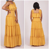 marigold tiered self tie maxi dress
