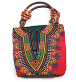 traditional african print beaded tote bag red