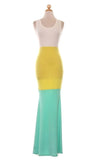 summer color block mermaid maxi dress